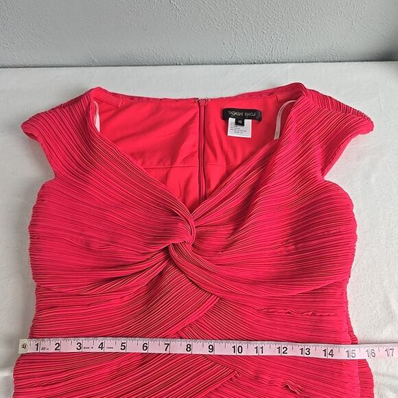 Tadashi Shoji Crinkle Maxi Dress 10 Lily Pink Chiffon Cap Sleeve Formal Wedding - Picture 9 of 12